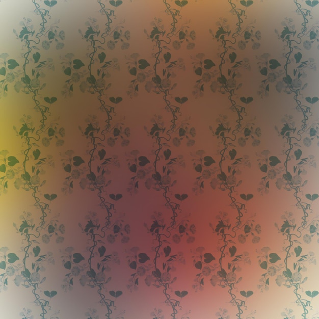 Photo seamless pattern with flowers and leaves on a colored background