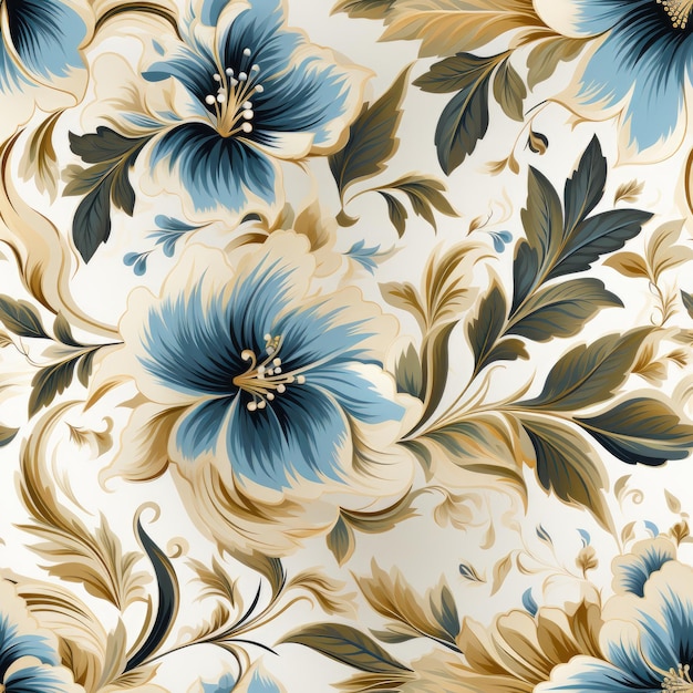 Seamless pattern with flowers and leaves Floral pattern Generative AI