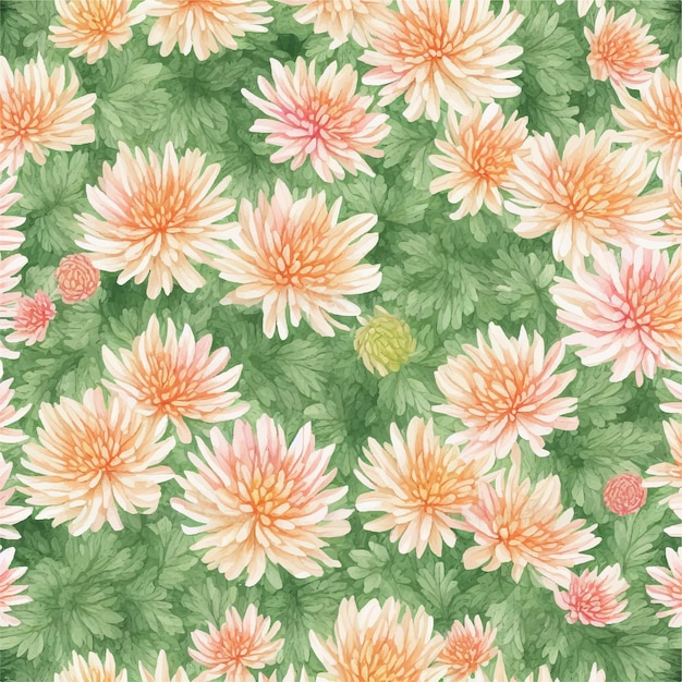 A seamless pattern with flowers and leaves