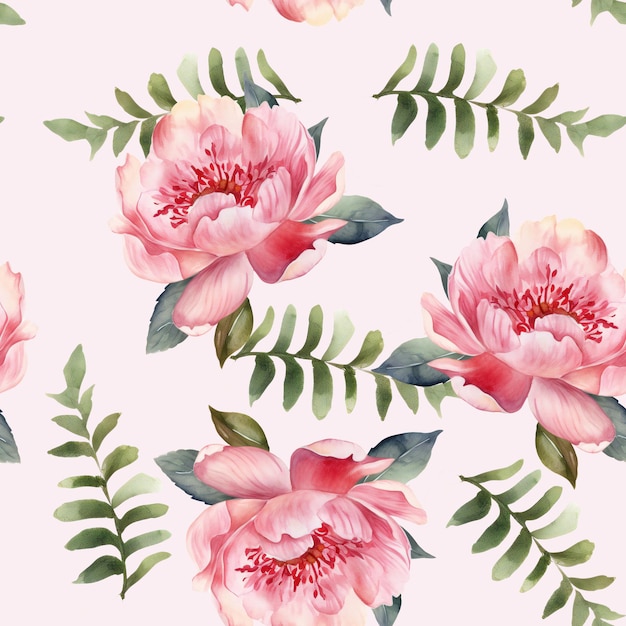 Seamless pattern with flowers on a pink background