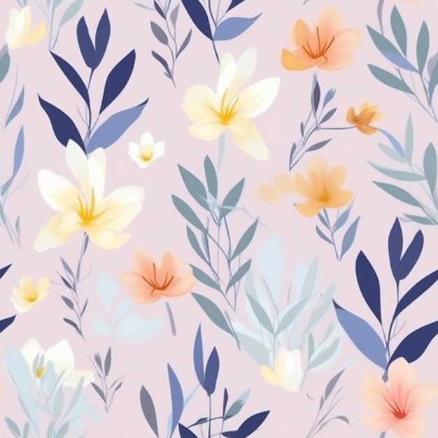 Photo a seamless pattern with flowers on a pink background