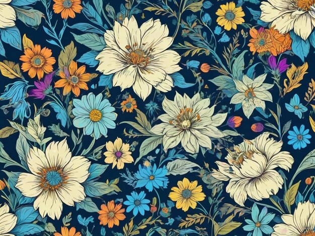 Photo seamless pattern with flowers