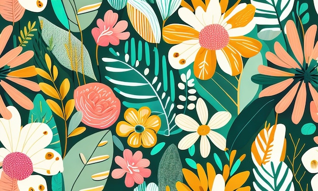 Seamless pattern with flowers