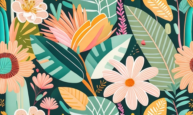 Seamless pattern with flowers