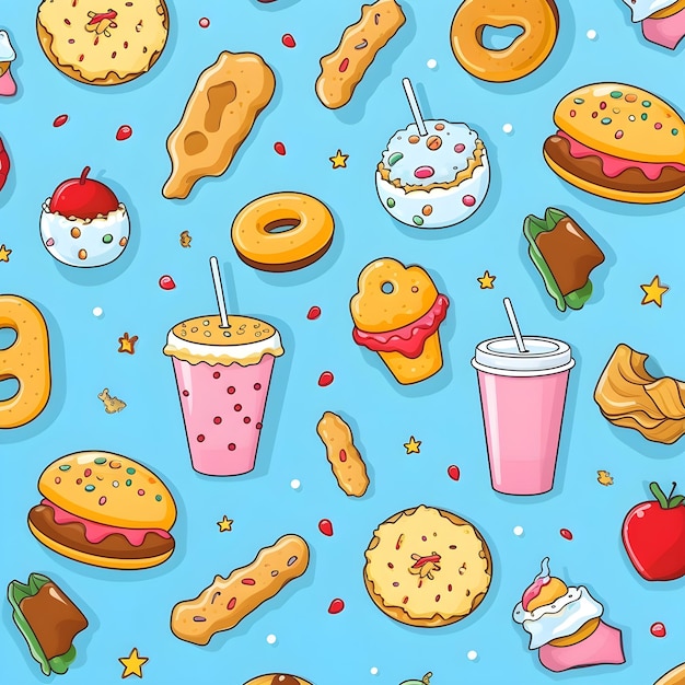 Photo seamless pattern with food