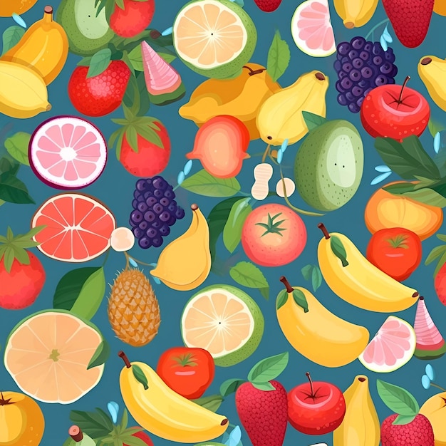 Seamless pattern with fruits Design for wrapping paper background fabric Generative AI content