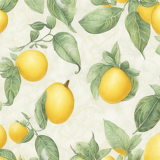 Фото Беспрепятственный рисунок с фруктами оранжевый лимон в ярком стиле акварели, созданный ai