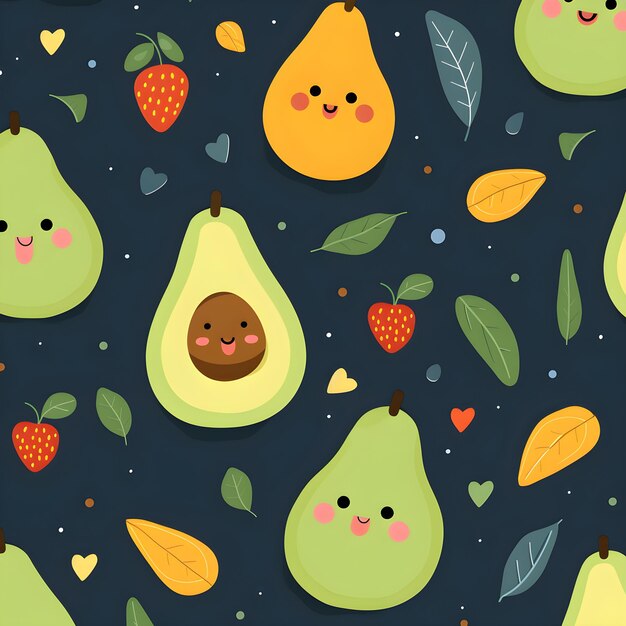 Photo seamless pattern with fruits