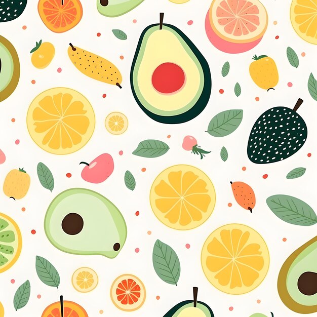 Photo seamless pattern with fruits