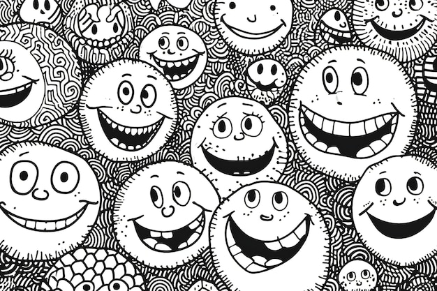 Seamless pattern with funny smiley faces