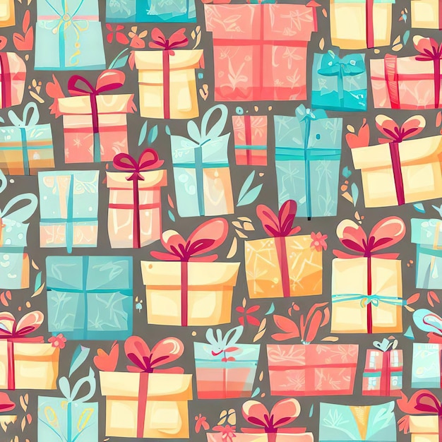 seamless pattern with gift boxes Can be used for invitations greeting wedding card