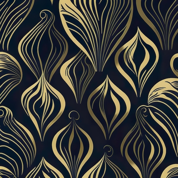 Photo a seamless pattern with gold and black abstract shapes.