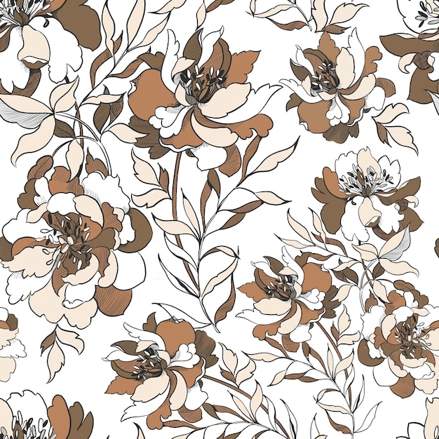 seamless pattern with graphic flowers