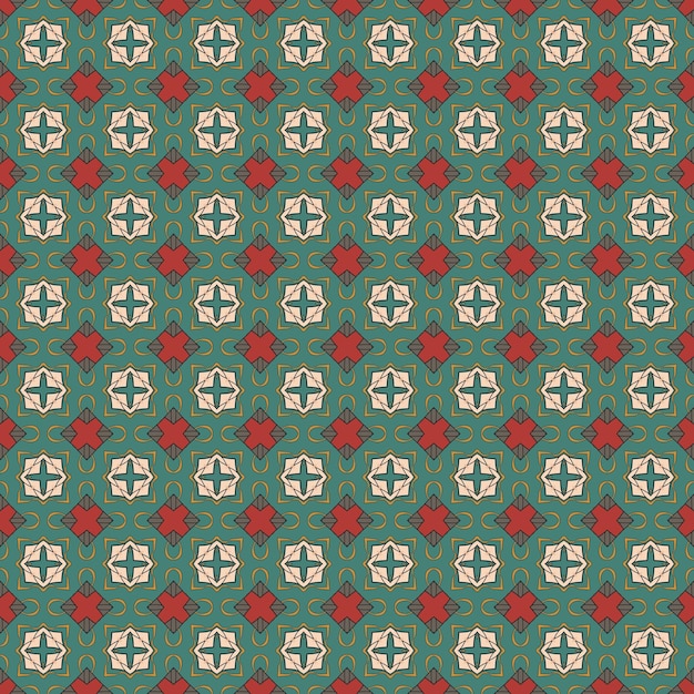 녹색과 갈색 꽃 모티프가 있는 매끄러운 패턴입니다.
