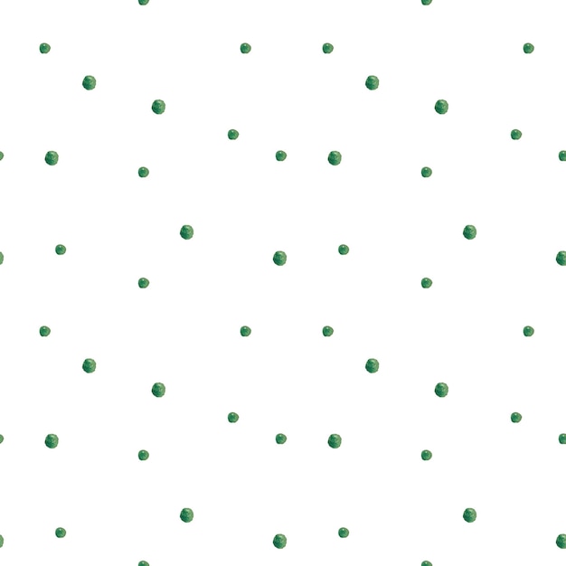 A seamless pattern with green dots on a white background.