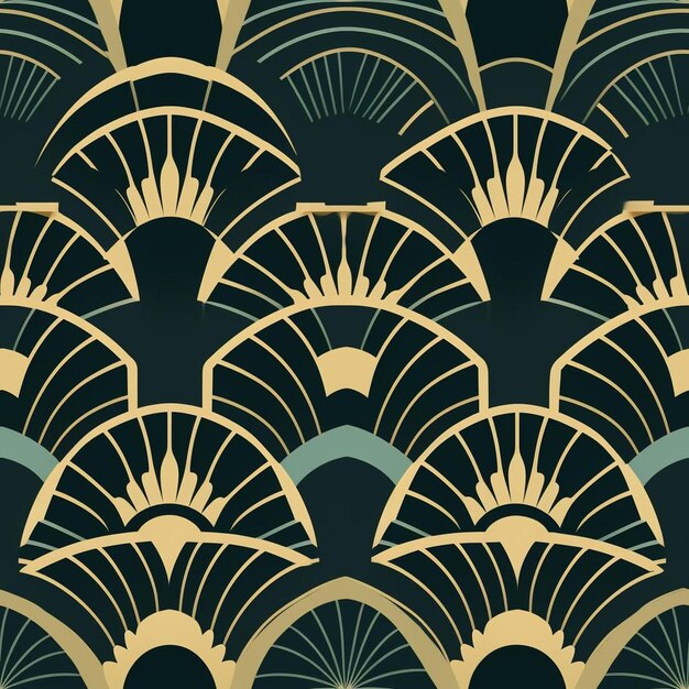 Photo a seamless pattern with a green and gold arch.