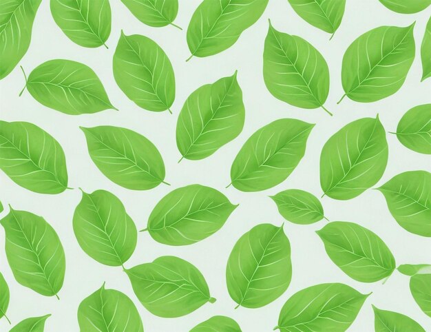 Бесшовный рисунок с зеленым листом и листьями