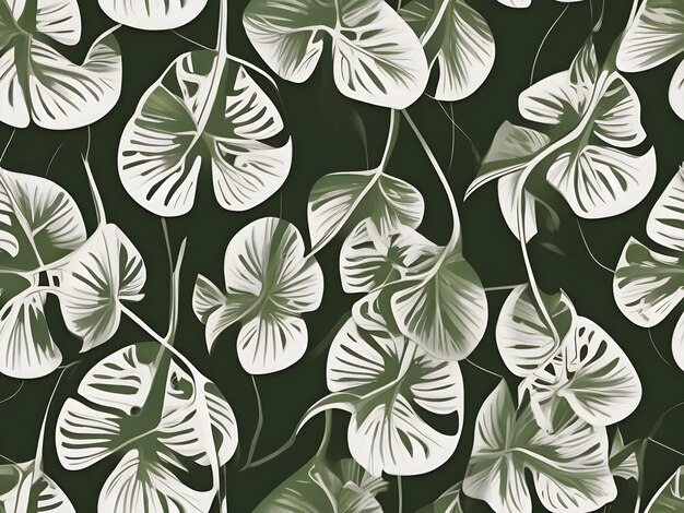 Photo seamless pattern with green leaves