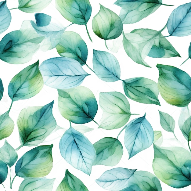 A seamless pattern with green leaves.