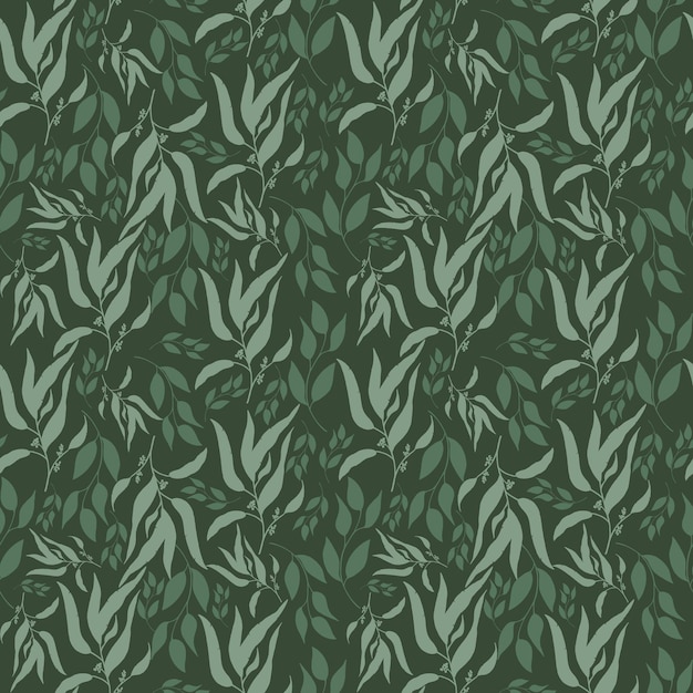 Бесшовный рисунок с зелеными листьями