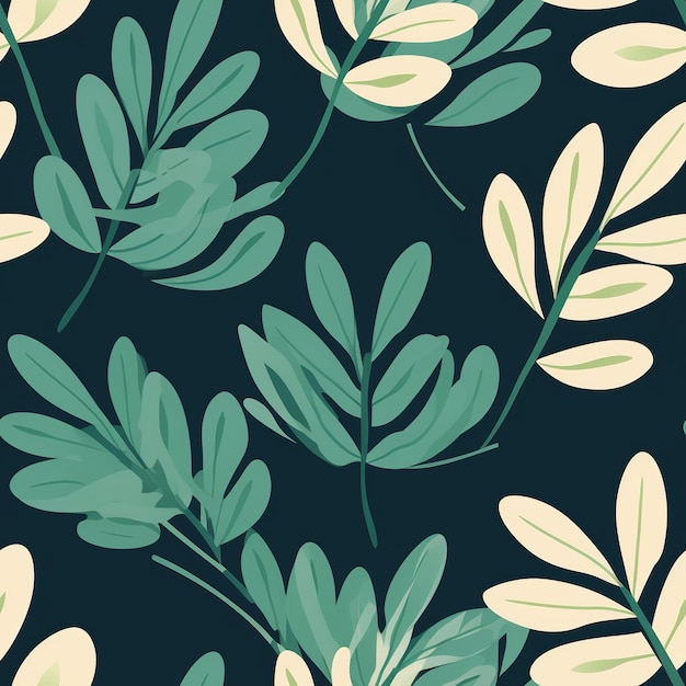 Seamless pattern with green leaves