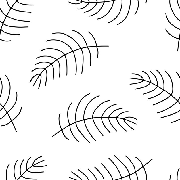 Photo seamless pattern with hand drawn black and white leaves