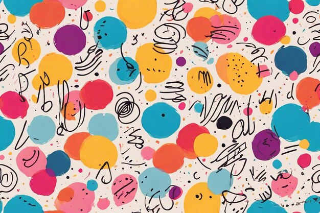 Photo seamless pattern with hand drawn doodle elements vector illustration