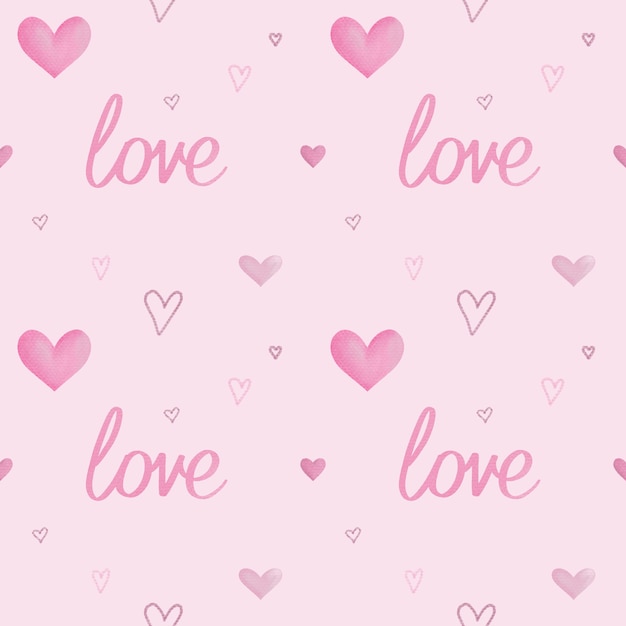 Seamless pattern with hand drawn hearts for Valentines Day