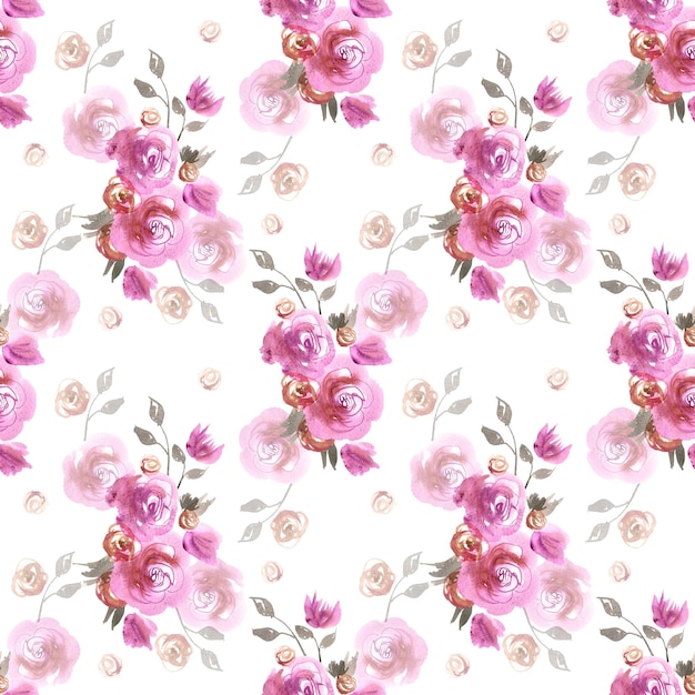 Seamless pattern with hand painted watercolor flowers