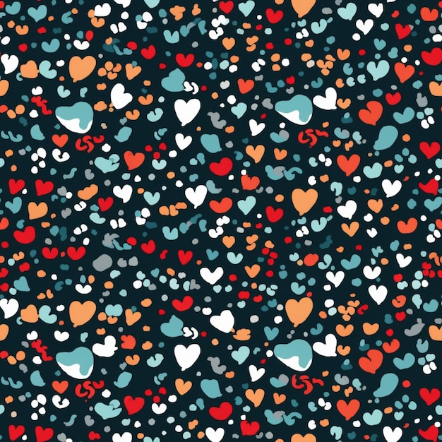 A seamless pattern with hearts on a dark background.