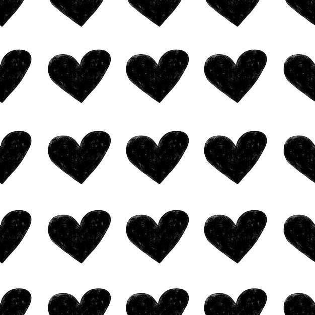 Premium Photo Seamless pattern with hearts hand drawn valentines