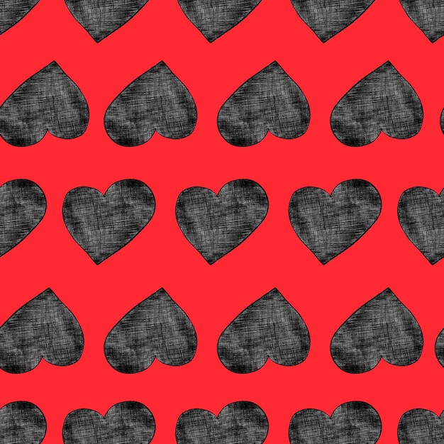 Seamless pattern with hearts hand drawn valentines background