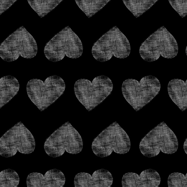 Seamless pattern with hearts hand drawn valentines background