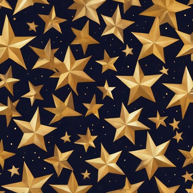 Seamless pattern with the image of a gold stars and dots