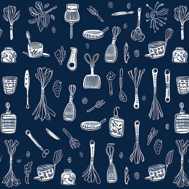 Seamless pattern with kitchen utensils