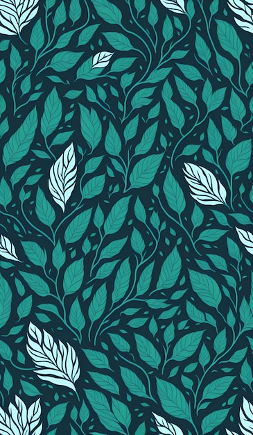 A seamless pattern with leaves and branches.