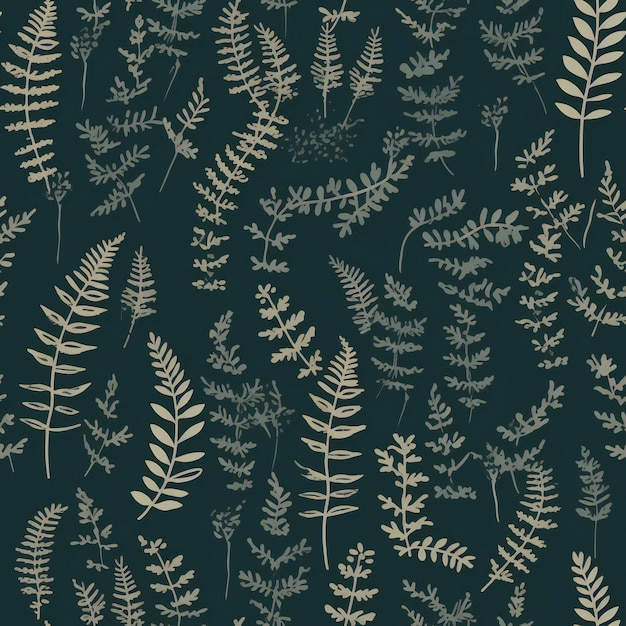 Seamless pattern with leaves on a dark background.