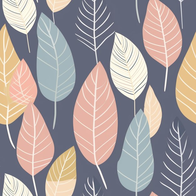 A seamless pattern with leaves on a dark background.