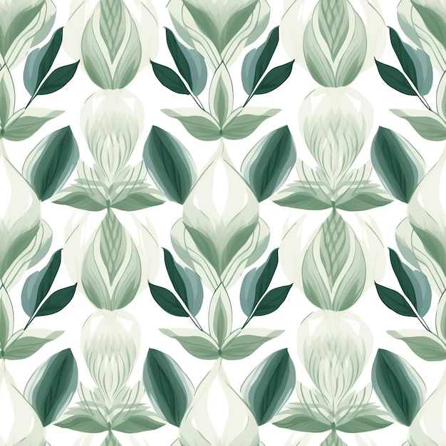 A seamless pattern with leaves and flowers