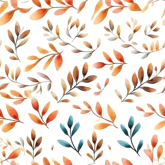 A seamless pattern with leaves and flowers.