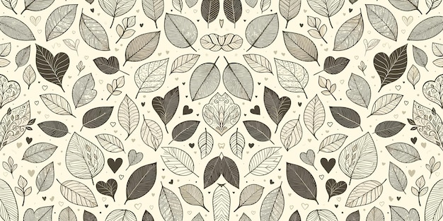 Seamless pattern with leaves ornamental leaves backdrop design Vector illustration