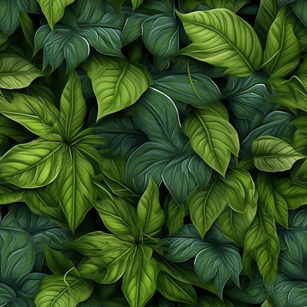 A seamless pattern with leaves and plants.