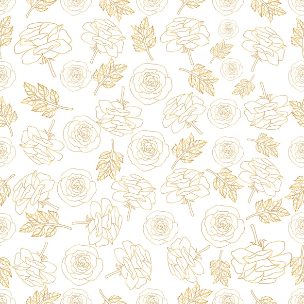 A seamless pattern with leaves and rose flowers