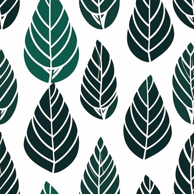 A seamless pattern with leaves on a white background