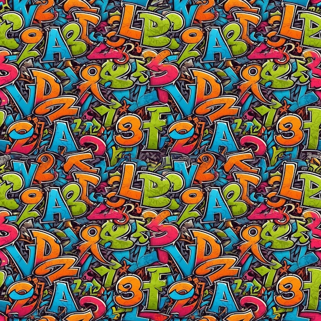 Seamless pattern with letters and number