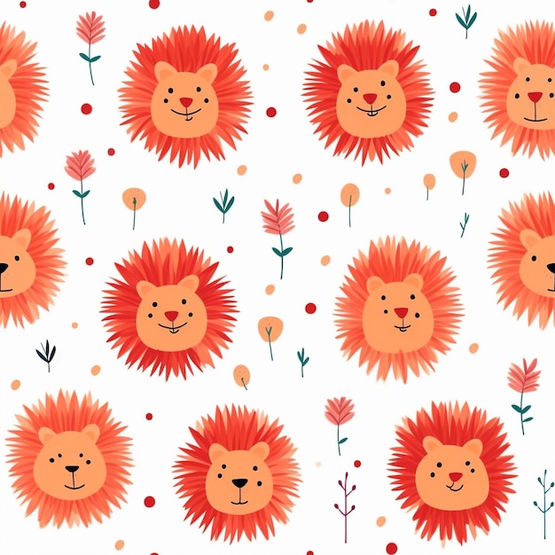 seamless pattern with lions cute