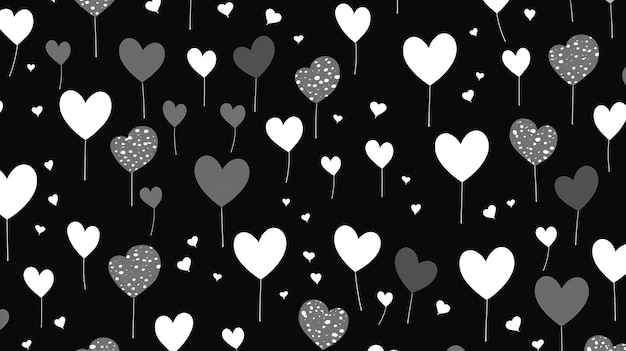 Seamless pattern with little hearts Creative art dark background with heart shapes