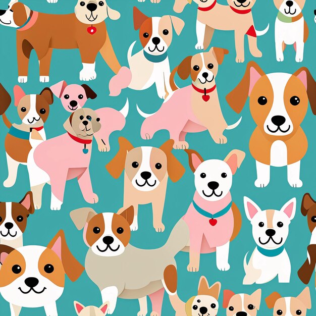 seamless pattern with a lot of cute dogs