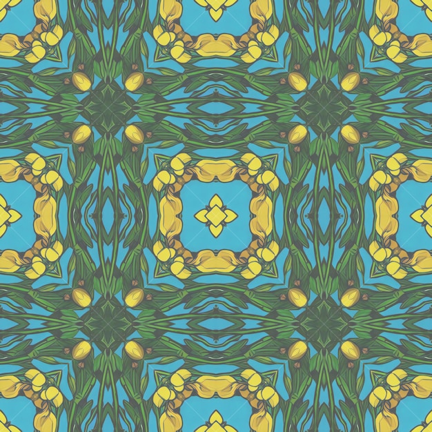 Seamless pattern with mandalas in blue colors