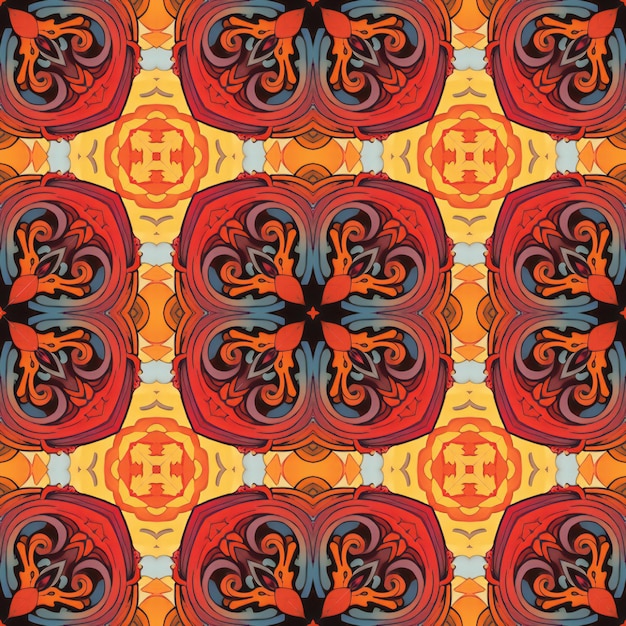 Seamless pattern with mandalas on colorful background